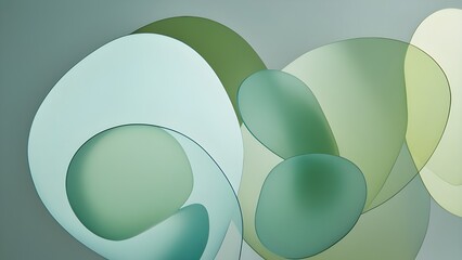 Minimalist Composition of Translucent Organic Shapes in Pale Blues and Greens Suggesting Unity