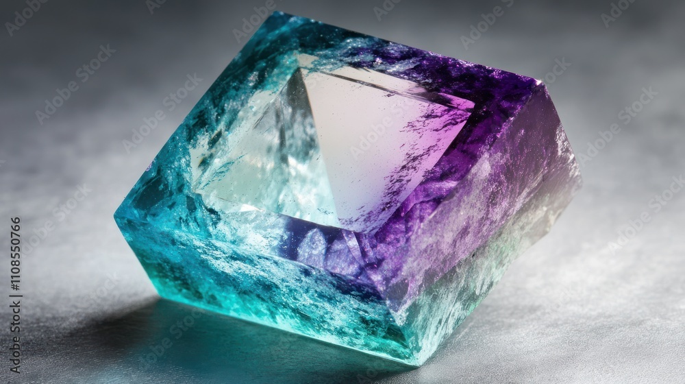 Poster a vibrant multicolored fluorite cube crystal