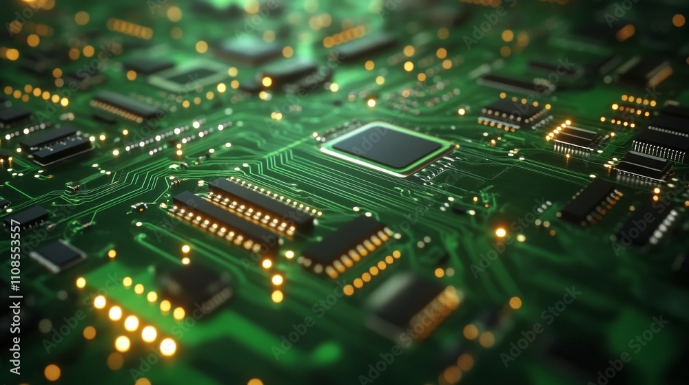 Poster high-tech technology background featuring intricate circuit board patterns with futuristic digital e