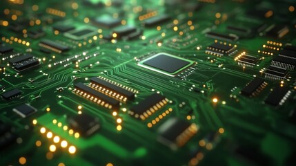 Obraz premium High-tech technology background featuring intricate circuit board patterns with futuristic digital elements, ideal for tech projects, innovation concepts, and modern digital designs