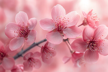 Naklejka premium Vibrant Pink Floral Blossom with Delicate Petals in Natural Spring Garden