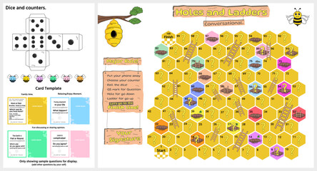 Holes and Ladders or Snake and ladders conversational with beehive theme © 54 Design