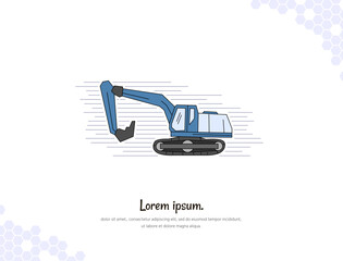 Vector art for wall decoration landscape Cartoon Excavator 2