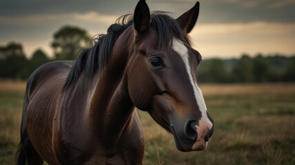 Fototapeta premium Lone Horse in Field