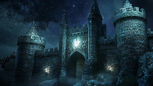 Enchanted Castle Under Starry Sky