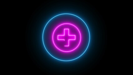 Fototapeta premium Neon Heartbeat Pulse Icon.