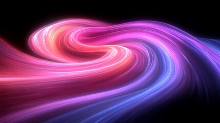 Obraz premium A Mesmerizing Swirl of Colorful Curved Lines Creating a Dynamic Flow of Light in Vibrant Shades of Pink, Purple, and Blue Against a Dark Background