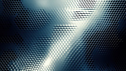 Obraz premium Abstract Metallic Honeycomb Grid Texture Background: Dark Blue Steel Pattern with Light Reflections