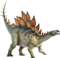 Fototapeta premium Iconic Stegosaurus dinosaur captivates prehistoric imagination.