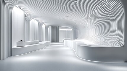 Fototapeta premium Serene and Soft Curves in a Minimalist Interior Space Highlighting Delicate Architectural Composition for Tranquil Ambiance and Modern Design Aesthetics