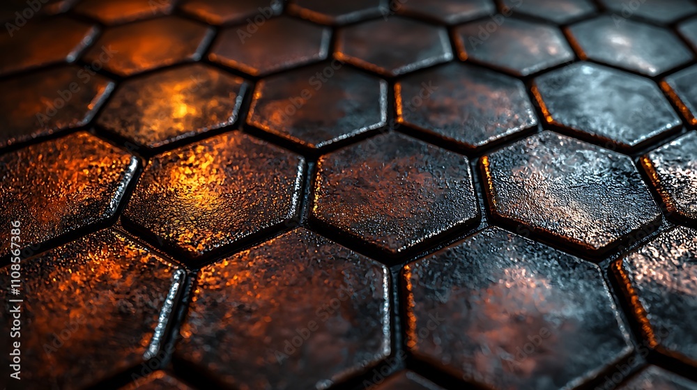 Poster a captivating close-up of a simplistic yet striking pattern featuring interlocking hexagons with a u