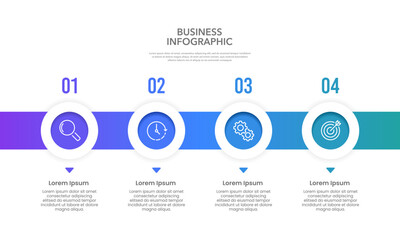 Fototapeta premium Circle infographic with numbers and text for business management presentation. Banner, Report, Data, Development and Strategy. Vector illustration.