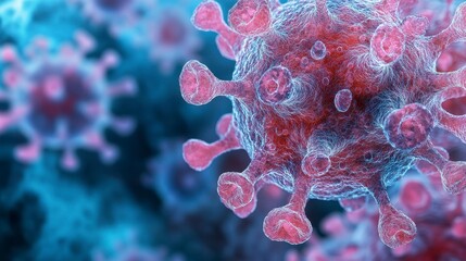 Obraz premium Microscopic view of a virus with intricate details and colors