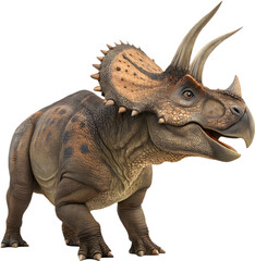 Fototapeta premium Triceratops clipart showcases prehistoric charm with festive winter holiday vibes. 
