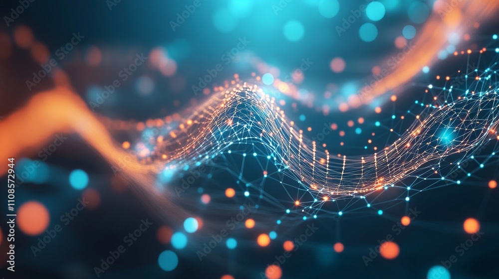 Wall mural technology abstract background featuring digital geometric tech elements