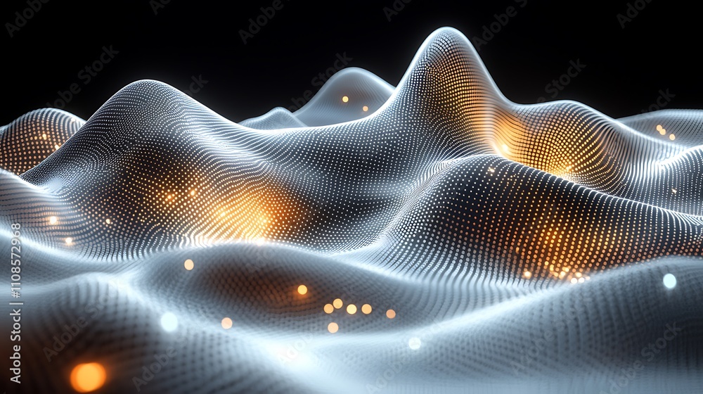 Aufkleber dynamic abstract waves forming a seamless pattern with lights and depth, creating an engaging visual