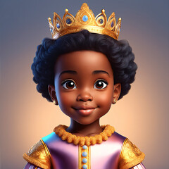 Cute African princess 3D cartoon