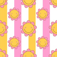seamless pattern with happy flower