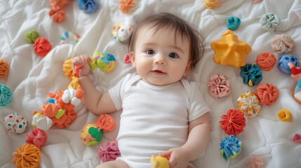 Fototapeta premium Baby with Colored Toys