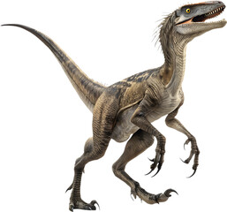Fototapeta premium Velociraptor clipart brings prehistoric fun to festive winter designs.