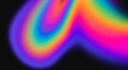 Abstract grainy neon fluid art with vibrant gradient colors on black background