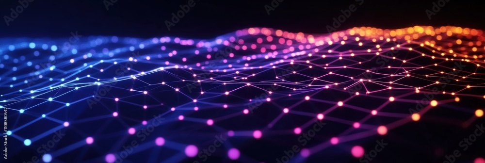 Poster abstract dark background featuring colorful hexagons and vibrant patterns creating a captivating vis