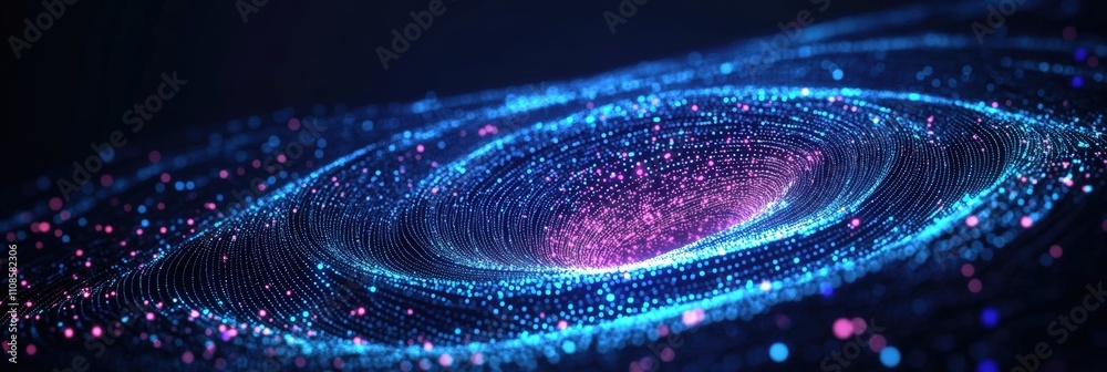 Poster glowing digital swirl of intricate data points in an enchanting abstract visualization of colors and
