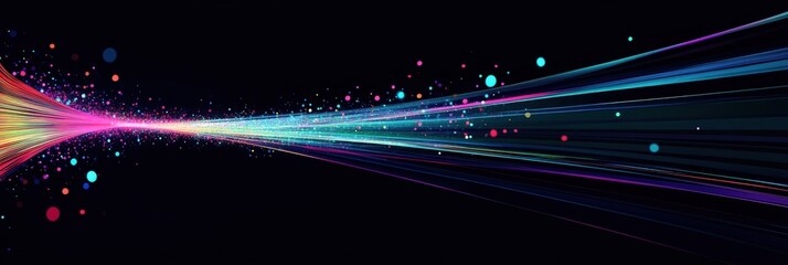 Fototapeta premium Dynamic and Colorful High Definition Illustration of Vibrant Streaks of Light and Energy Moving Through a Dark Background