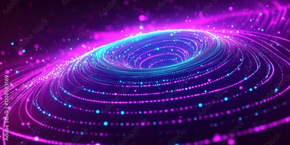 Poster mesmerizing glowing blue circular pattern on dark purple background creating a stunning visual effec