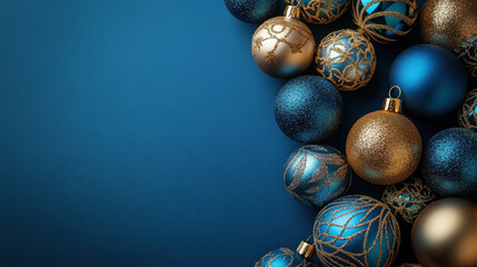 Elegant Gold and Blue Christmas Decor Arrangement