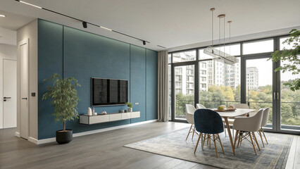 Fototapeta premium modern living room with fireplace