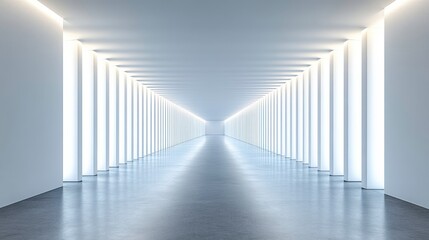 Obraz premium Modern architectural space minimalist gallery interior design bright environment symmetrical perspective visual concept