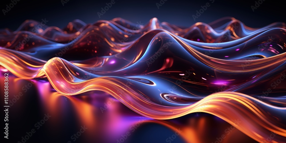 Poster abstract futuristic background with colorful neon waves and fluid patterns for creative and artistic