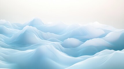 Obraz premium Serene Abstract Blue Mountain Landscape 3D Rendered Soft, Wavy Hills for Backgrounds and Design