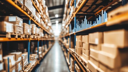 Fototapeta premium Inventory management action in warehouse logistics operations business environment aerial viewpoint efficiency concepts