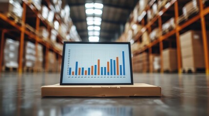 Business insights from warehouse performance metrics professional visualization and close-up graphs