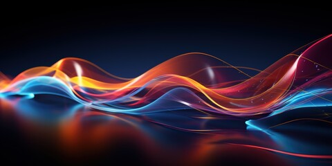 Fototapeta premium Abstract Digital Background with Colorful Waves and Light Trails in a Dark Setting for Creative and Modern Presentations