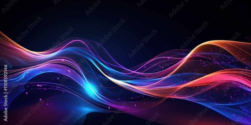 Poster abstract colorful waves with light effects creating dynamic background for creative projects and dig
