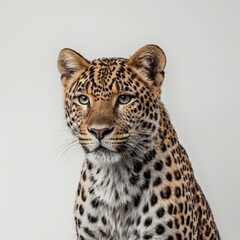 Obraz premium a close-up look of a leopard on a white background.