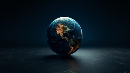 Global Financial Data Visualization with Futuristic Elements and Illuminated Earth with Futuristic Connections