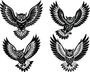 owl bird vector silhouette illustration