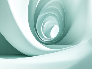 Fototapeta premium Abstract Teal Swirling Tunnel 3D Render of Modern Architectural Design, Background, Wallpaper, and Texture