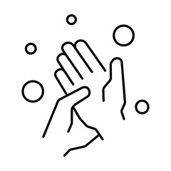 Disease prevention protect icon vector. Healthcare wash hands with rinse water, tap, soap safety icons.