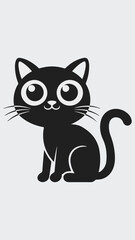 Obraz premium Minimalist cute black cat vector illustration