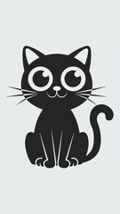 Obraz premium Minimalist cute black cat vector illustration