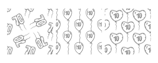 Fototapeta premium Seamless Pattern of Hand-Drawn Balloon Numbers