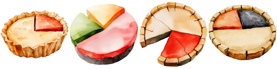 Inflation prices and policy, A collection of colorful pie slices displayed in various arrangements, showcasing different flavors and styles.