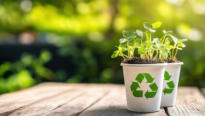 Eco-Friendly Seedlings in Recycled Cups: A Symbol of Sustainable Growth and Environmental Conservation