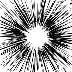 Fototapeta premium Black and white sunburst abstract isolated on white & transparent a background. comic book style.
