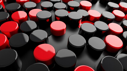 Obraz premium A striking abstract background rendered in 3D, showcasing a bold interplay of red and black. Generative AI